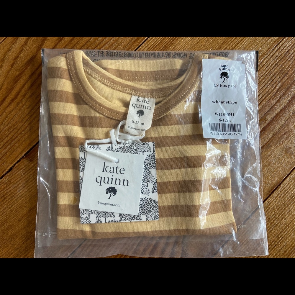 Kate Quinn Wheat Stripe Long Sleeve Boxy Tee